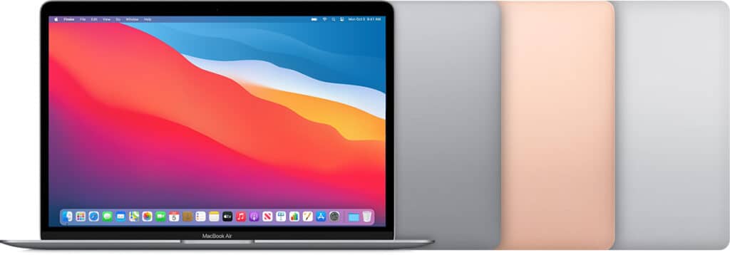 MacBook Air 2020 M1 — Apple catalog image. Available finish, condition and accessories may differ.