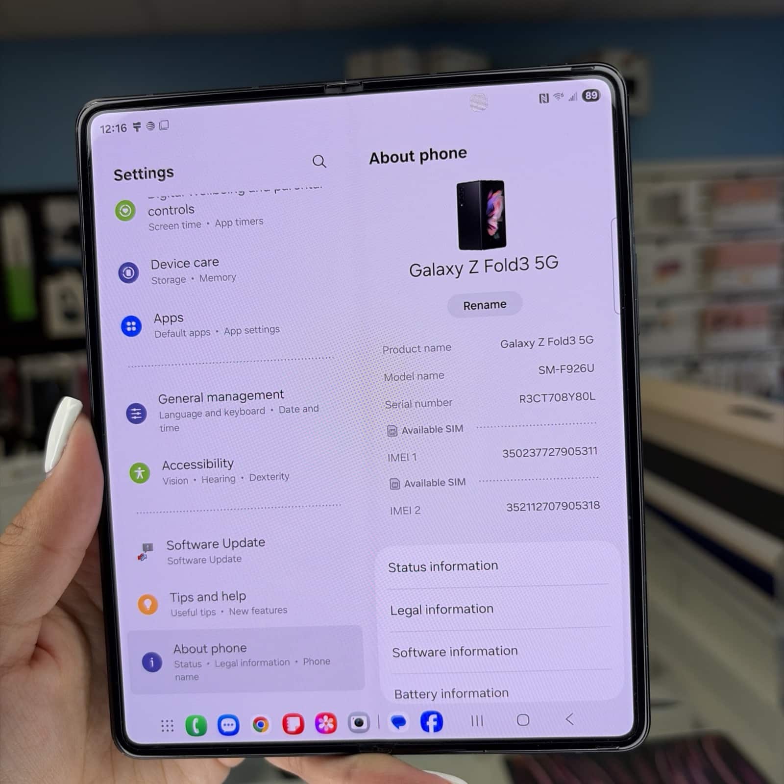 Samsung Galaxy Z Fold3 5G Unlocked 512GB Phantom Black Excellent Condition - Image 9